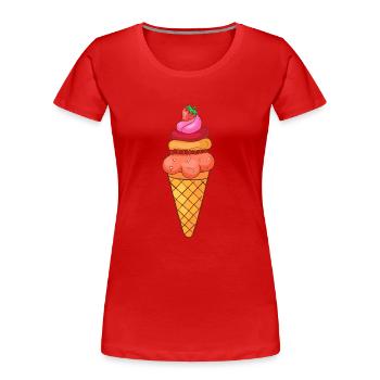Crème glacée, crème glacée, crème glacée, crème glacée, boule, crème glacée, sundae - T-shirt bio Premium Femme - rouge - Devant - Mia (176cm)