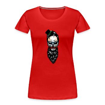 head of death hipster bearded beard hat mustache - Women's Premium Organic T-Shirt - red - Front - Mia (176cm)