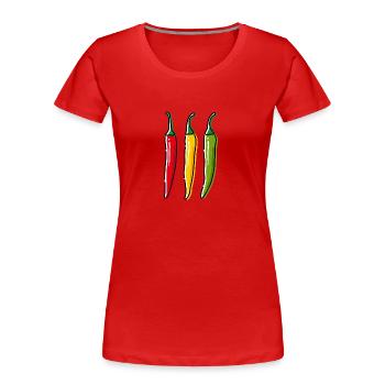 3 Chilischoten - Frauen Premium Bio T-Shirt - Rot - Vorne - Mia (176cm)