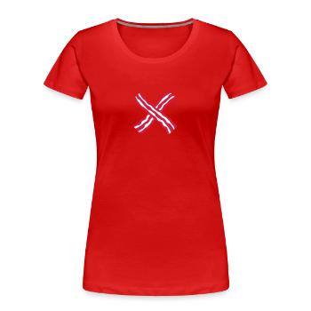 Bacon Cross - Frauen Premium Bio T-Shirt - Rot - Vorne - Mia (176cm)