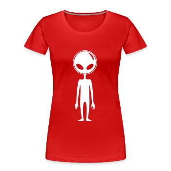 Alien Außerirdischer - Frauen Premium Bio T-Shirt - Rot - Vorne - Mia (176cm)