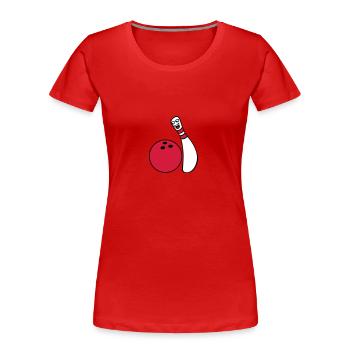 Cheeky Comic Bowling Pin - Women's Premium Organic T-Shirt - red - Front - Mia (176cm)