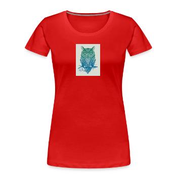 GoVoR_EULE - Frauen Premium Bio T-Shirt - Rot - Vorne - Mia (176cm)