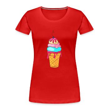Crème glacée, crème glacée, crème glacée, crème glacée, boule, crème glacée, sundae - T-shirt bio Premium Femme - rouge - Devant - Mia (176cm)