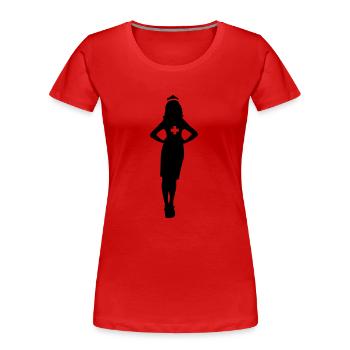 krankenschwester silhouette - Frauen Premium Bio T-Shirt - Rot - Vorne - Mia (176cm)
