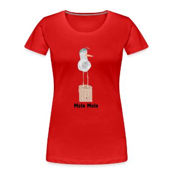 moin moin - Frauen Premium Bio T-Shirt - Rot - Vorne - Mia (176cm)