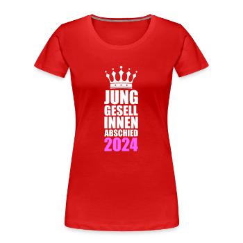 Junggesellinnenabschied 2024 - Frauen Premium Bio T-Shirt - Rot - Vorne - Mia (176cm)