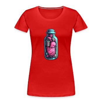 Herz Mystischer Inhalt Flasche Zeichnung - Frauen Premium Bio T-Shirt - Rot - Vorne - Mia (176cm)