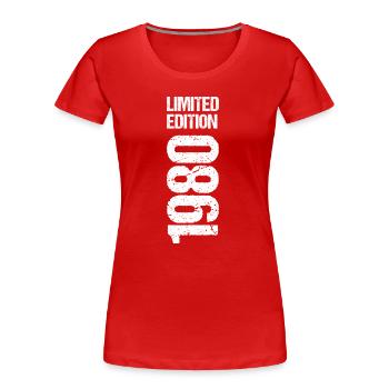 Limited Edition 1980 - Women's Premium Organic T-Shirt - red - Front - Mia (176cm)