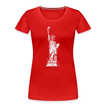 Liberty Silhouette: Fackel & Tablet - Frauen Premium Bio T-Shirt - Rot - Vorne - Mia (176cm)