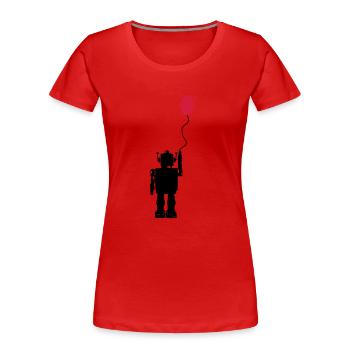 Roboterluftballon Hinten - Frauen Premium Bio T-Shirt - Rot - Vorne - Mia (176cm)