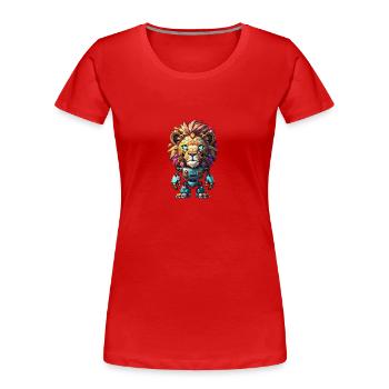 Roboter Löwe - Frauen Premium Bio T-Shirt - Rot - Vorne - Mia (176cm)