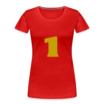1. 1 AN. 1er ANNIVERSAIRE. ANNIVERSAIRE 1 AN - T-shirt bio Premium Femme - rouge - Devant - Mia (176cm)
