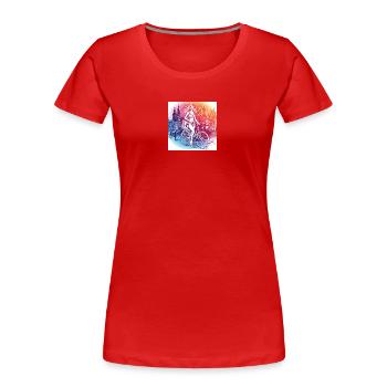 Amsterdam à vélo - Belle fille sur un vélo. - T-shirt bio Premium Femme - rouge - Devant - Mia (176cm)