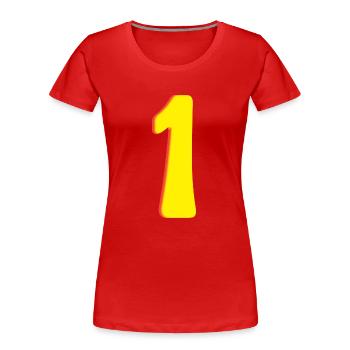 Nummer Eins Gelb - One - Einser - Frauen Premium Bio T-Shirt - Rot - Vorne - Mia (176cm)