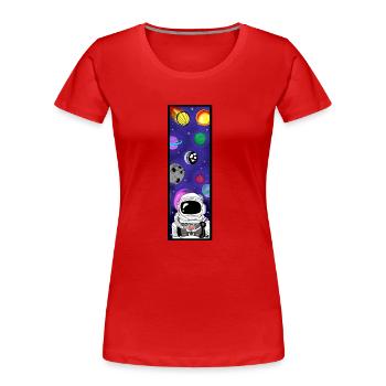Astronaut im Weltall - Frauen Premium Bio T-Shirt - Rot - Vorne - Mia (176cm)