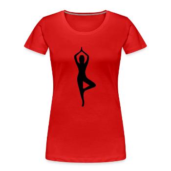 Yoga Pose Silhouette - Frauen Premium Bio T-Shirt - Rot - Vorne - Mia (176cm)