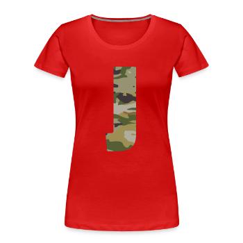Lettre de camouflage J - T-shirt bio Premium Femme - rouge - Devant - Mia (176cm)