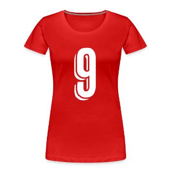 Trikotnummer Neun - Zahl - 9 - Frauen Premium Bio T-Shirt - Rot - Vorne - Mia (176cm)