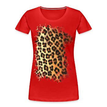Leoparden Fell Muster - Frauen Premium Bio T-Shirt - Rot - Vorne - Mia (176cm)
