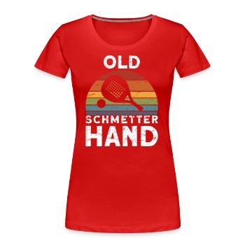 Vintage Old Schmetterhand Padel - Frauen Premium Bio T-Shirt - Rot - Vorne - Mia (176cm)