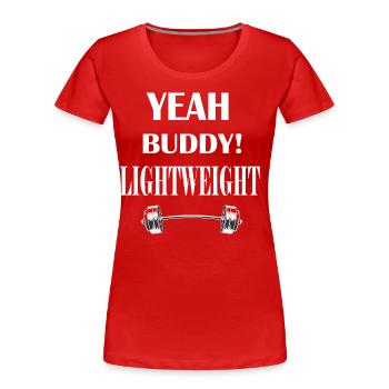 yes Buddy Lightweight - Musculation Gym Fitness - T-shirt bio Premium Femme - rouge - Devant - Mia (176cm)