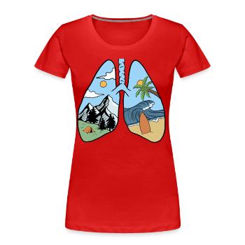 lungs, summer, nature and adventures - Women's Premium Organic T-Shirt - red - Front - Mia (176cm)