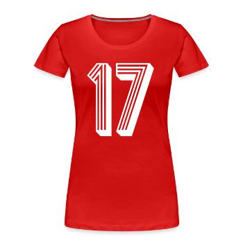 17 Jahre Nummer Trikot 17 T-shirt 17 - Frauen Premium Bio T-Shirt - Rot - Vorne - Mia (176cm)