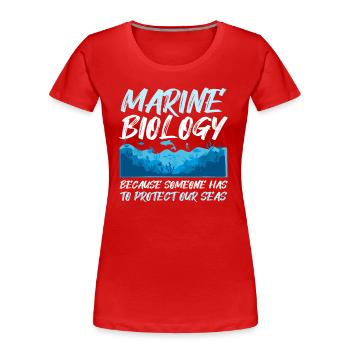 Biologiste marin sous l’eau - T-shirt bio Premium Femme - rouge - Devant - Mia (176cm)