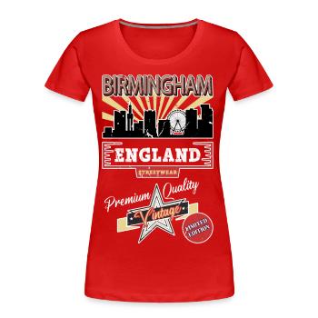 Birmingham England UK City Skyline Vintage Retro - Women's Premium Organic T-Shirt - red - Front - Mia (176cm)