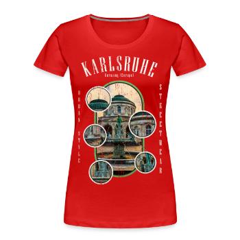Karlsruhe Deutschland Stadt Skyline Heimat Liebe - Frauen Premium Bio T-Shirt - Rot - Vorne - Mia (176cm)