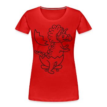 Triceratops Dinosaurier Baby auf dem Skateboard. - Frauen Premium Bio T-Shirt - Rot - Vorne - Mia (176cm)