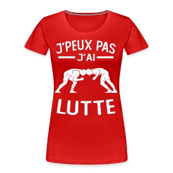 Ich kann nicht, ich kämpfe - Frauen Premium Bio T-Shirt - Rot - Vorne - Mia (176cm)
