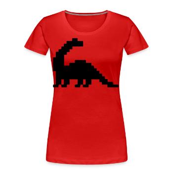 Dinosaurier Brontosaurus Pixel - Frauen Premium Bio T-Shirt - Rot - Vorne - Mia (176cm)