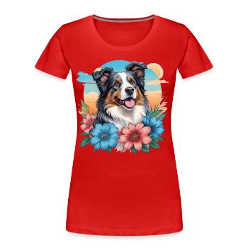 Australian Shepherd - Frauen Premium Bio T-Shirt - Rot - Vorne - Mia (176cm)