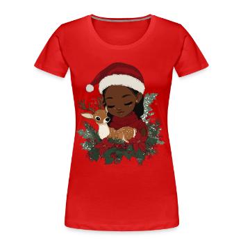 Afrikanische Weihnachtsfrau Kaffee Weihnachten - Frauen Premium Bio T-Shirt - Rot - Vorne - Mia (176cm)