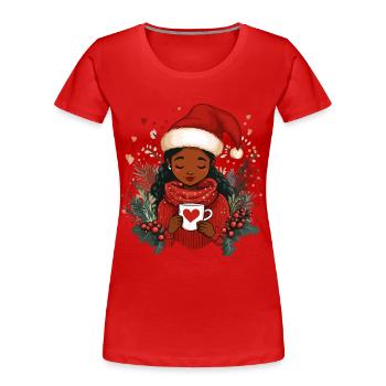 Afrikanische Weihnachtsfrau Kaffee Weihnachten - Frauen Premium Bio T-Shirt - Rot - Vorne - Mia (176cm)