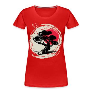 Bonsai Art Japanese Sunset - Women's Premium Organic T-Shirt - red - Front - Mia (176cm)