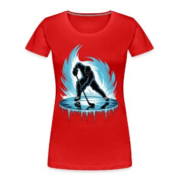 Cool Hockey Player Skating Skater Stick Puck - T-shirt bio Premium Femme - rouge - Devant - Mia (176cm)