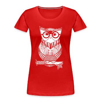 nerd eule nachtvogel geek nerdy geschenk shirt - Frauen Premium Bio T-Shirt - Rot - Vorne - Mia (176cm)