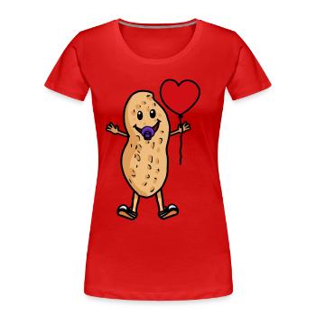 Baby Erdnuss Luftballon Herz Kinder Geburt Hurra - Frauen Premium Bio T-Shirt - Rot - Vorne - Mia (176cm)