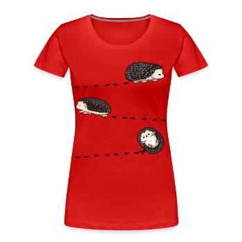 Empreinte du costume de hérisson à ventre blanc africain - T-shirt bio Premium Femme - rouge - Devant - Mia (176cm)