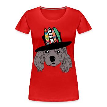 Hundekopf Hund Hippie Freak Hunde Hundeliebhaber - Frauen Premium Bio T-Shirt - Rot - Vorne - Mia (176cm)