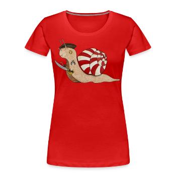 Piratenschnecke Pirat Schnecke Seeräuber Freibeute - Frauen Premium Bio T-Shirt - Rot - Vorne - Mia (176cm)