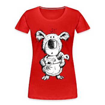 Koala Maman avec des bébés - T-shirt bio Premium Femme - rouge - Devant - Mia (176cm)
