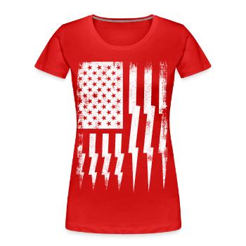 Électricien patriotique - T-shirt bio Premium Femme - rouge - Devant - Mia (176cm)