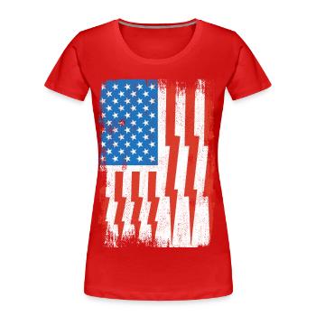 Electrician US Flag - Women's Premium Organic T-Shirt - red - Front - Mia (176cm)