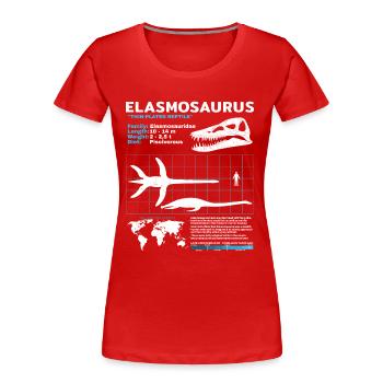 Fiche d’information sur Elasmosaurus - T-shirt bio Premium Femme - rouge - Devant - Mia (176cm)