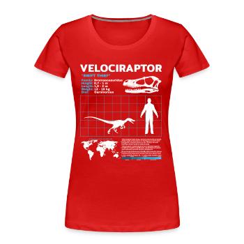 Velociraptor Fact Sheet - Frauen Premium Bio T-Shirt - Rot - Vorne - Mia (176cm)