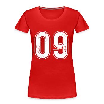 09 Jahre Retro Trikot Nummer 09 T-hirt Nummer - Frauen Premium Bio T-Shirt - Rot - Vorne - Mia (176cm)